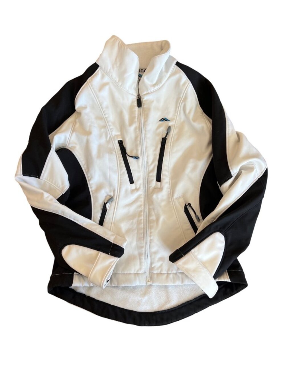 Denali Womens White & Black Softshell Jacket Zip Pockets Size S Fleece-Lined